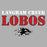 Close-up view of Langham Creek High School Lobos Unisex 3/4 sleeve Raglan T-shirt 222