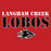 Close-up view of Langham Creek High School Lobos Red Classic Unisex T-shirt 222