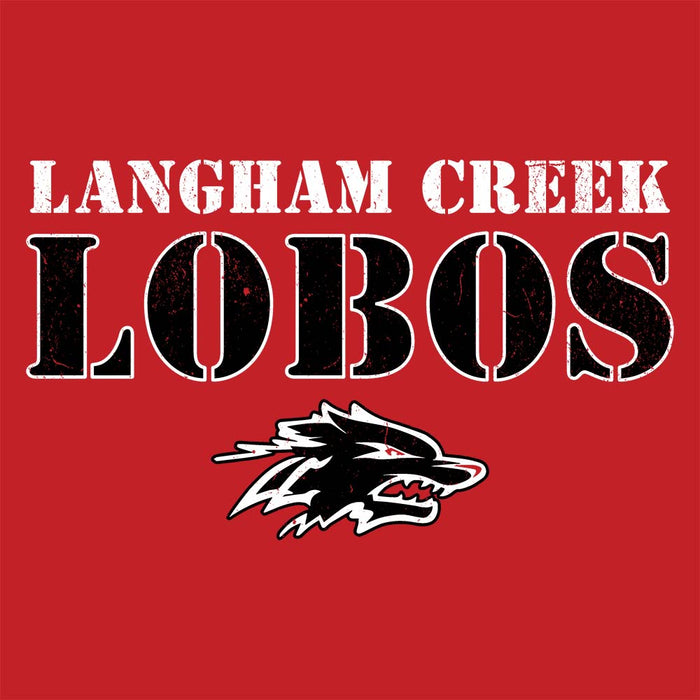 Close-up view of Langham Creek High School Lobos Red Classic Unisex T-shirt 222