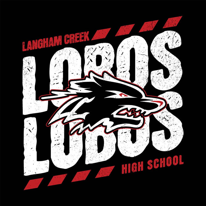 Close-up view of Langham Creek High School Lobos Black Classic Unisex Hoodie 223