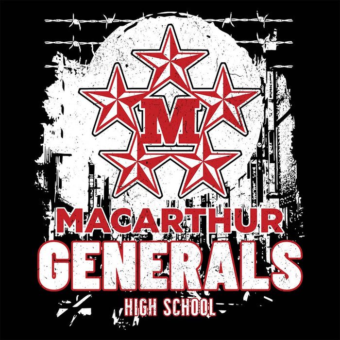 Close-up view of MacArthur High School Generals Black Classic Unisex T-shirt 202