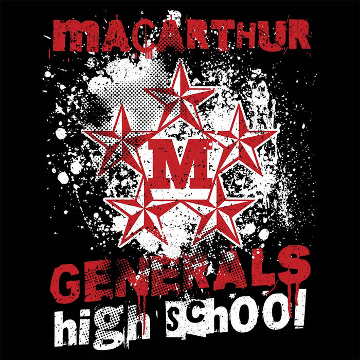 Close-up view of MacArthur High School Generals Black Premium Unisex Hoodie 205