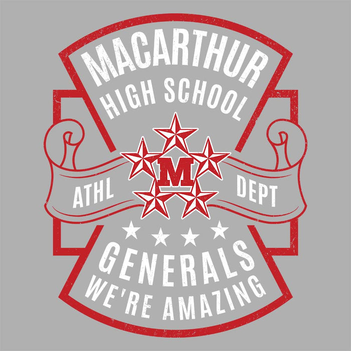 Close-up view of MacArthur High School Generals Grey Classic Unisex Hoodie 207