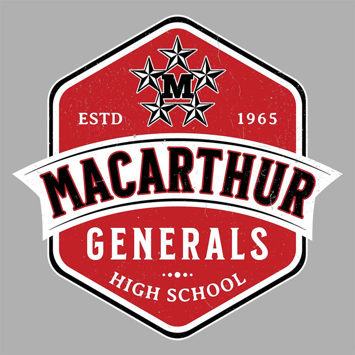 Close-up view of MacArthur High School Generals Grey Classic Unisex Hoodie 209