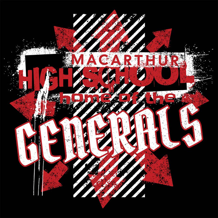 Close-up view of MacArthur High School Generals Black Premium Unisex Hoodie 210