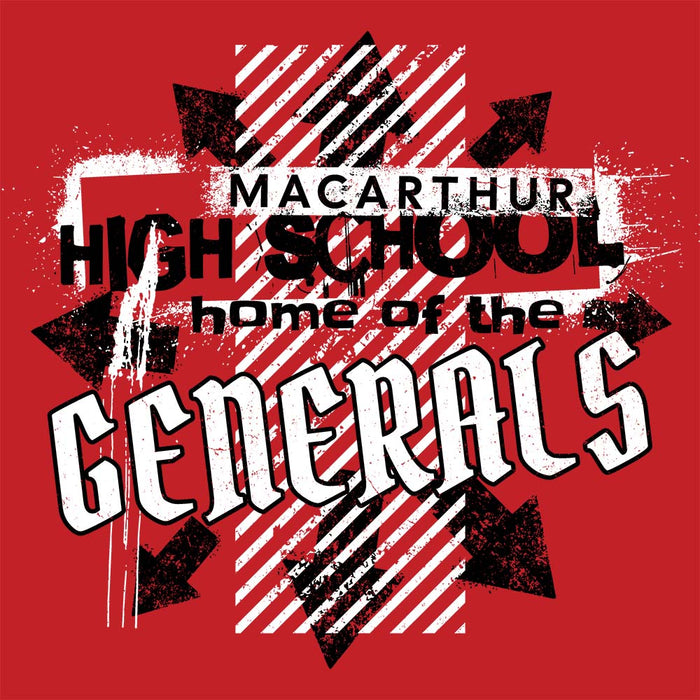 Close-up view of MacArthur High School Generals Red Classic Unisex Hoodie 210