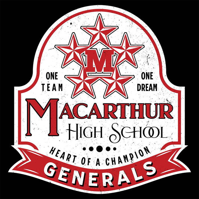 Close-up view of MacArthur High School Generals Black Classic Unisex T-shirt 219