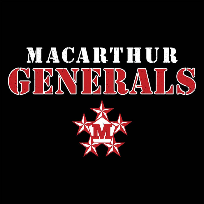 Close-up view of MacArthur High School Generals Black Premium Unisex Hoodie 222