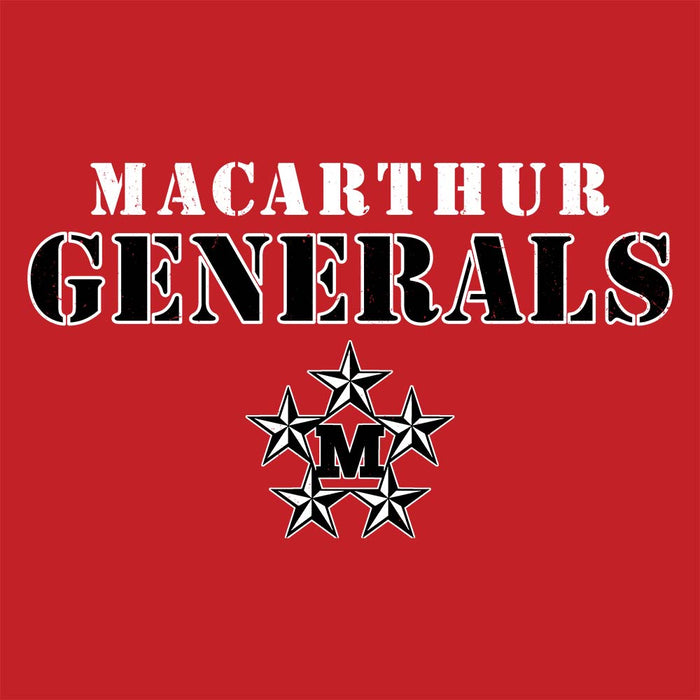 Close-up view of MacArthur High School Generals Red Classic Unisex Hoodie 222