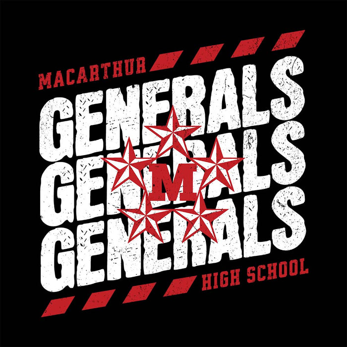 Close-up view of MacArthur High School Generals Black Classic Unisex Hoodie 223