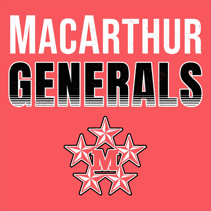 Close-up view of MacArthur High School Generals Women's Relaxed Fit T-shirt 024