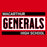 Close-up view of MacArthur High School Generals Red Classic Unisex T-shirt 098