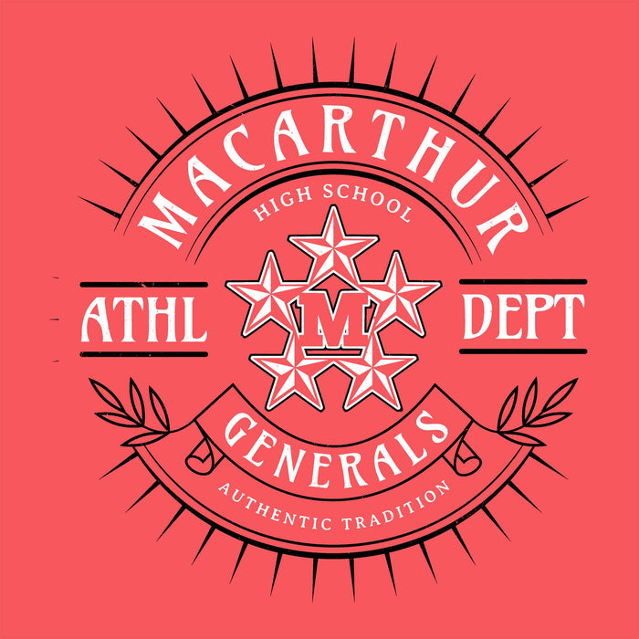 Close-up view of MacArthur High School Generals Women's Relaxed Fit T-shirt 201