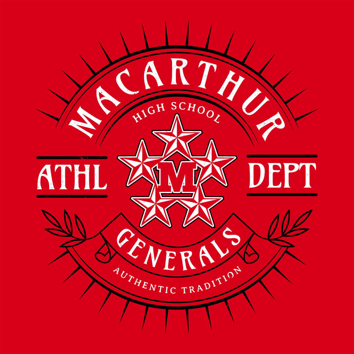 Close-up view of MacArthur High School Generals Red Classic Unisex T-shirt 201