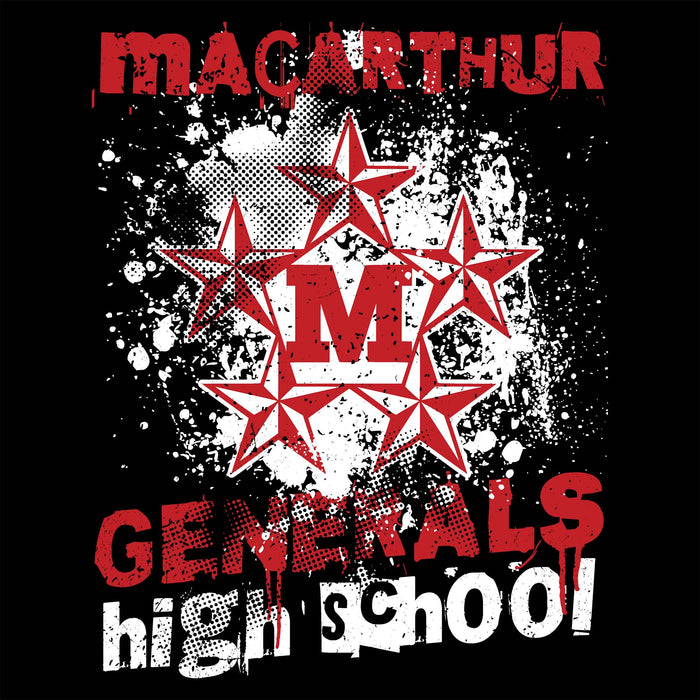 Close-up view of MacArthur High School Generals Black Premium Unisex T-shirt 205