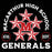 Close-up view of MacArthur High School Generals Black Premium Unisex T-shirt 208