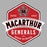 MacArthur Generals High School logo with red and black design on a gray background - Design 209