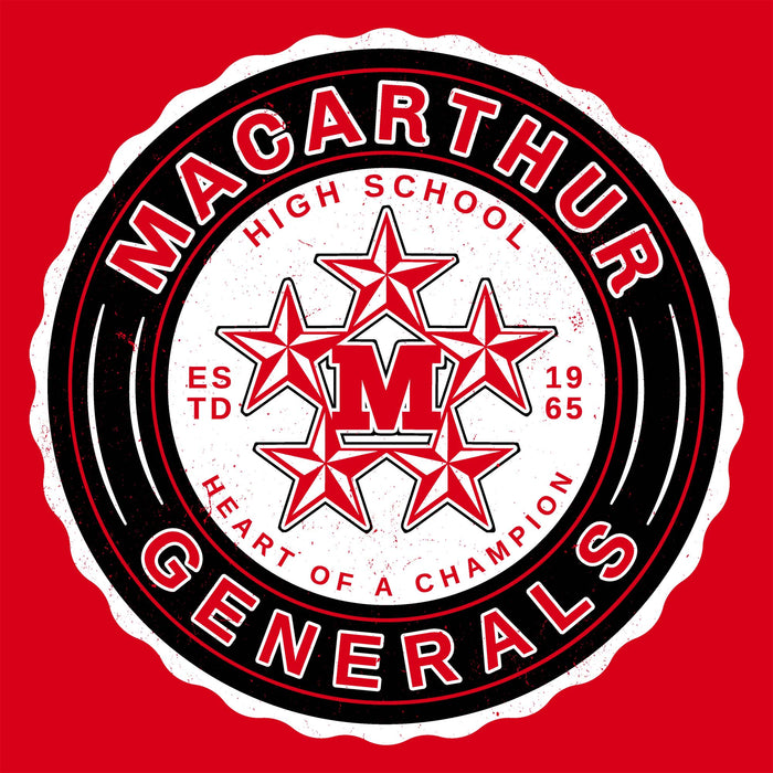 Close-up view of MacArthur High School Generals Red Classic Unisex T-shirt 216