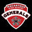 MacArthur High School Generals logo with red, white, and black colors on a black background - Design 221