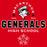 Close-up view of MacArthur High School Generals Red Classic Unisex T-shirt 222