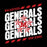 MacArthur Generals High School logo with red stars and text on a black background - Design 223