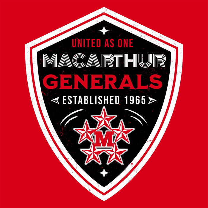 Close-up view of MacArthur High School Generals Red Classic Unisex T-shirt 225