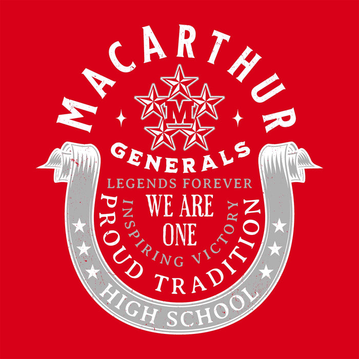 Close-up view of MacArthur High School Generals Red Classic Unisex T-shirt 229