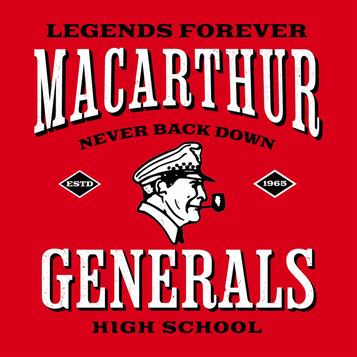 Close-up view of MacArthur High School Generals Red Classic Unisex T-shirt 230