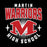 Close-up view of Martin High School Warriors Unisex 3/4 sleeve Raglan T-shirt 204
