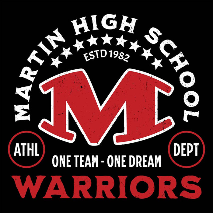 Close-up view of Martin High School Warriors Black Classic Unisex T-shirt 208