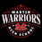 Close-up view of Martin High School Warriors Unisex 3/4 sleeve Raglan T-shirt 211