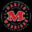 Close-up view of Martin High School Warriors Unisex 3/4 sleeve Raglan T-shirt 214