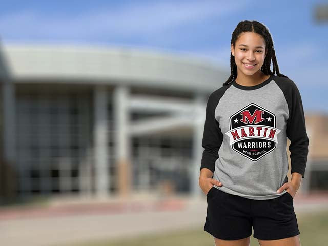 Martin High School Warriors Raglan T-shirts All Products Page