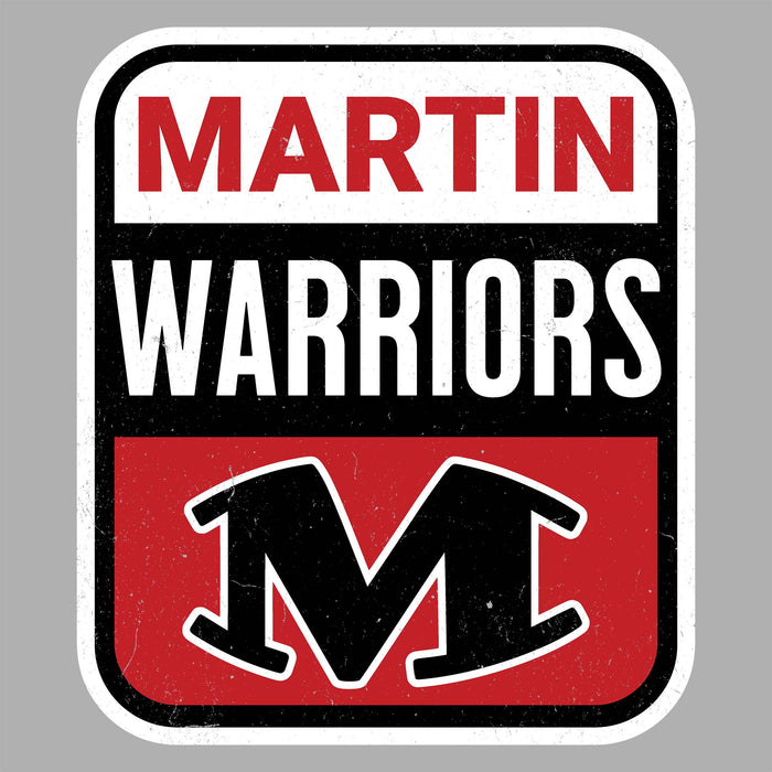 Close-up view of Martin High School Warriors Unisex 3/4 sleeve Raglan T-shirt 001