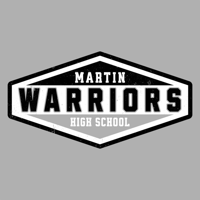 Close-up view of Martin High School Warriors Unisex 3/4 sleeve Raglan T-shirt 009