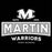 Close-up view of Martin High School Warriors Unisex 3/4 sleeve Raglan T-shirt 202