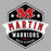 Close-up view of Martin High School Warriors Unisex 3/4 sleeve Raglan T-shirt 209