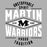 Close-up view of Martin High School Warriors Unisex 3/4 sleeve Raglan T-shirt 210
