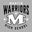 Close-up view of Martin High School Warriors Unisex 3/4 sleeve Raglan T-shirt 213