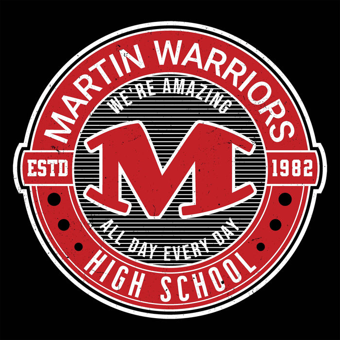 Close-up view of Martin High School Warriors Women's Relaxed Fit T-shirt 224