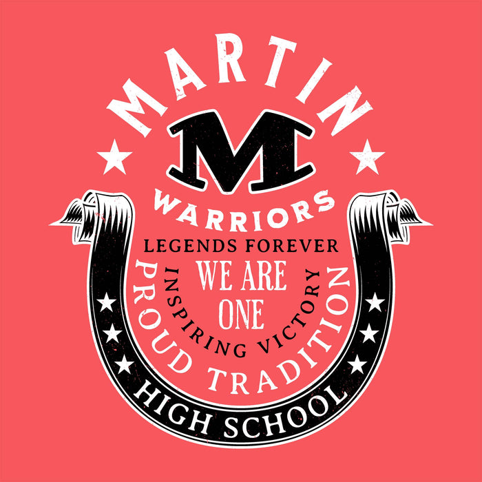Close-up view of Martin High School Warriors Women's Relaxed Fit T-shirt 229