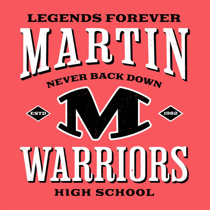 Close-up view of Martin High School Warriors Women's Relaxed Fit T-shirt 230