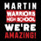 Close-up view of Martin High School Warriors Unisex 3/4 sleeve Raglan T-shirt 231