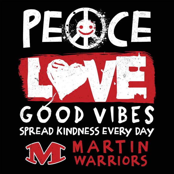 Close-up view of Martin High School Warriors Unisex 3/4 sleeve Raglan T-shirt 240