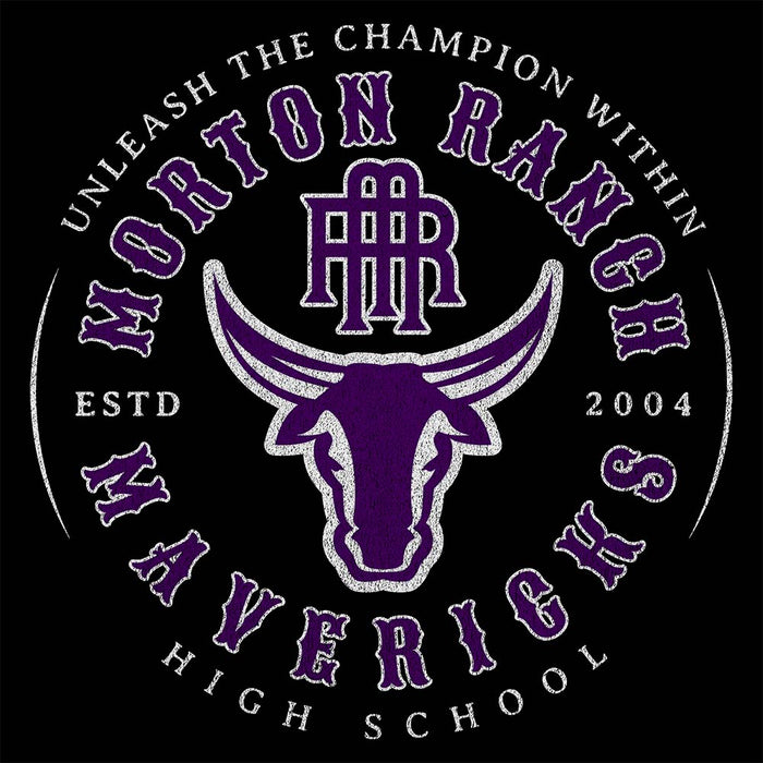 Close-up of Morton Ranch High School Mavericks Black Classic Unisex Hoodie 203