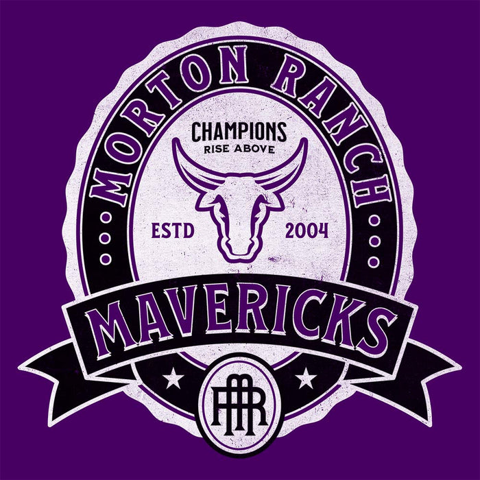 Close-up of Morton Ranch High School Mavericks Classic Unisex Purple T-shirt 206