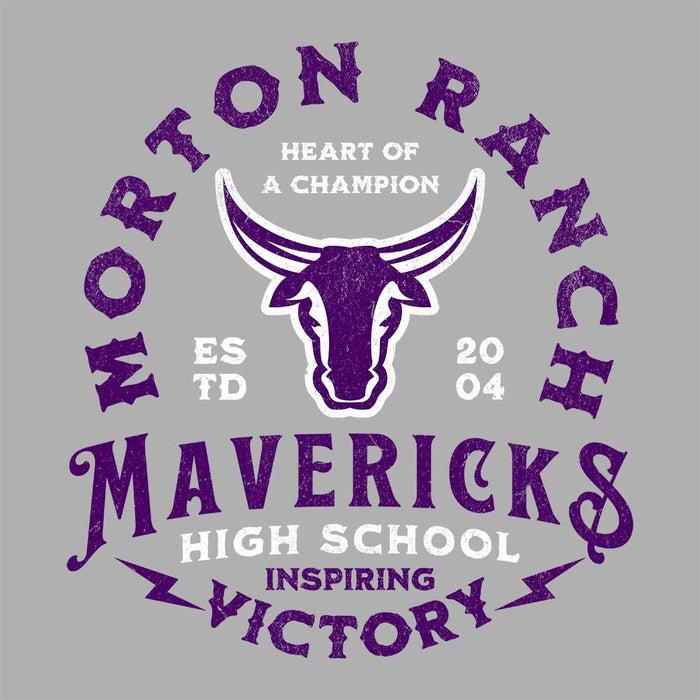 Close-up of Morton Ranch High School Mavericks Premium Athletic Heather Unisex T-shirt 219