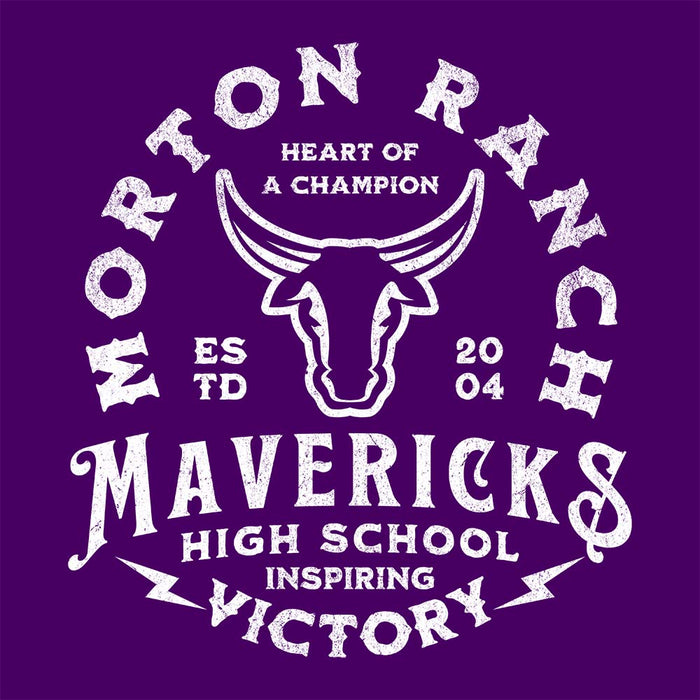 Close-up of Morton Ranch High School Mavericks Premium Purple Hoodie 219