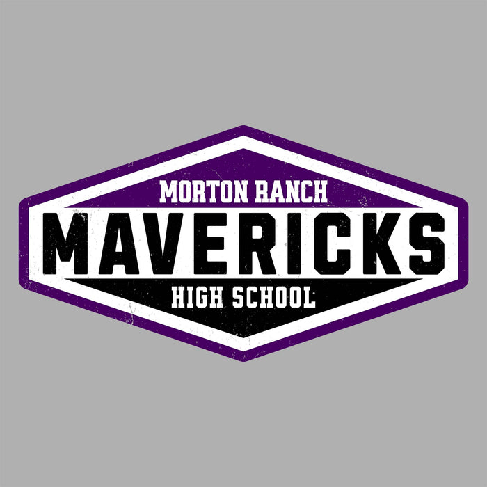 Close-up view of Morton Ranch High School Mavericks Unisex 3/4 sleeve Raglan T-shirt 009