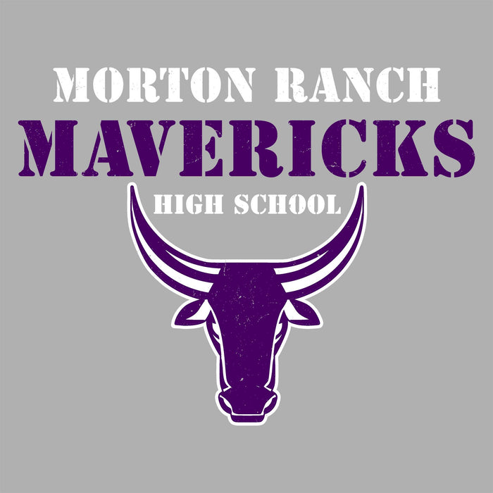 Close-up view of Morton Ranch High School Mavericks Grey Classic Unisex T-shirt 017